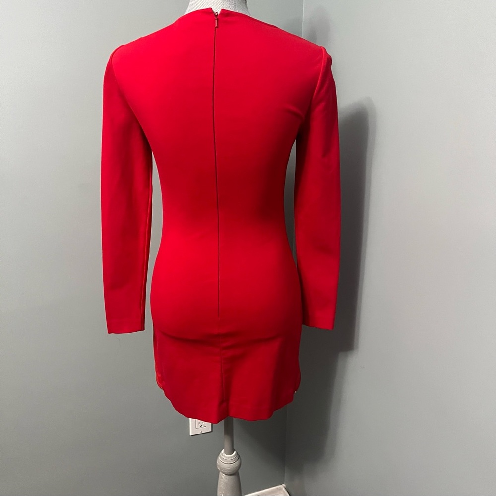TED BAKER LONDON US size 2 Edlyn Red front Zipper draped mini cocktail dress - Picture 7 of 16